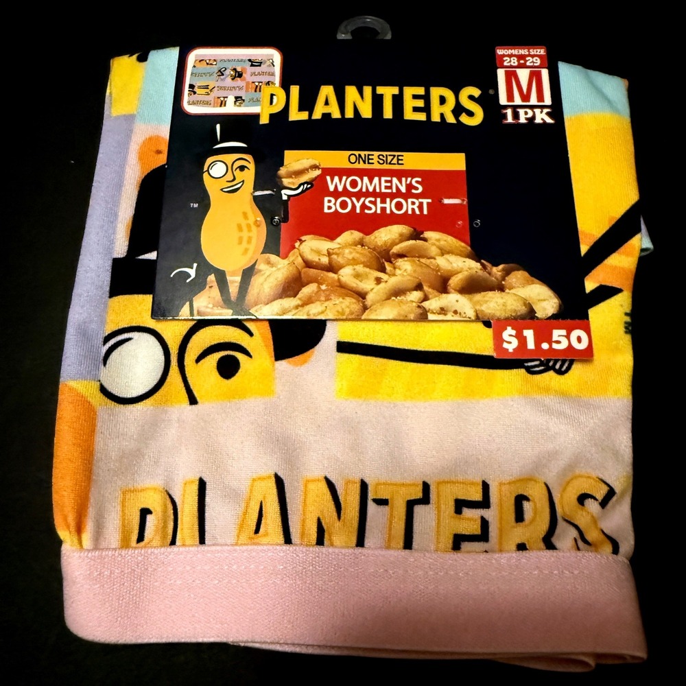 Planters Boyshort Underwear Women M Multicolor NEW Mr Peanut Graphic Print